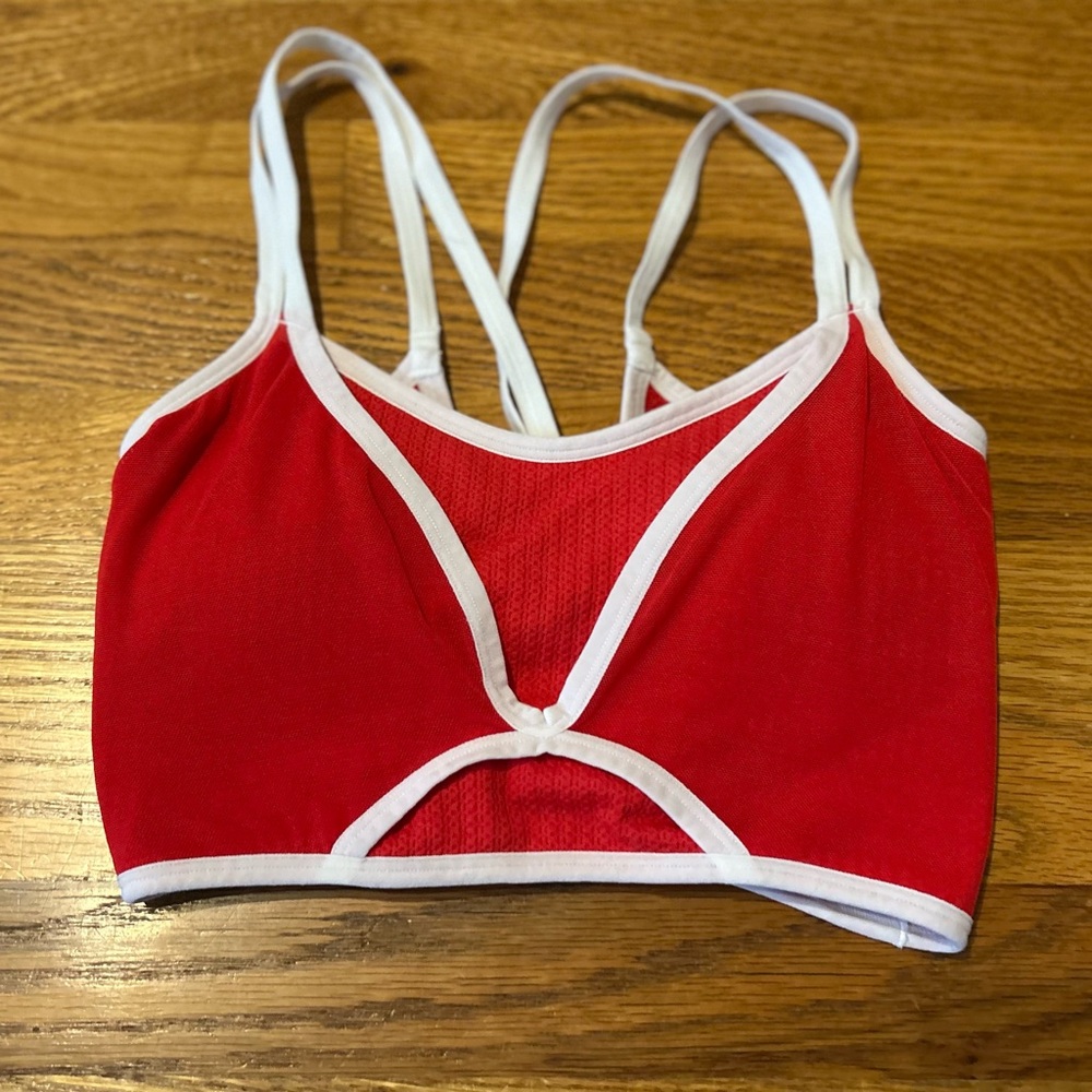 Colsie Red and White CrissCross Bikini Swim Top,‎ Size Small